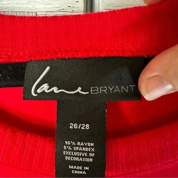 Lane Bryant red lightweight jersey net sweatshirt casual everyday top plus size - Picture 5 of 9
